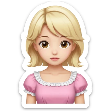 Cute anime girl with blonde hair and brown highlights and cute coquette clothes sticker