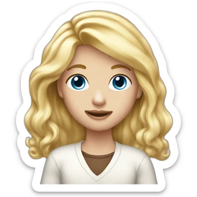 blond blue-eyes-long hair- eat chocolate sticker