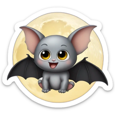 baby bat wings in front of moon sticker