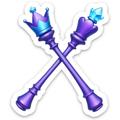 Create a small, visually appealing icon of a magic wand (chess wand style) to represent creativity and artistic design. Use a clean, modern look with glowing accents in purple and blue shades.
 sticker