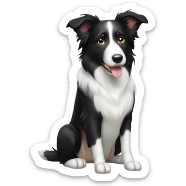 Short hair Black and white border collie pointy ears sticker