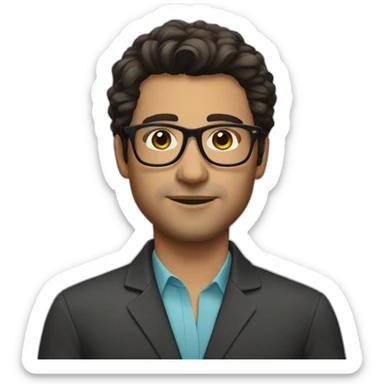 Male therapist dark hair glasses sticker