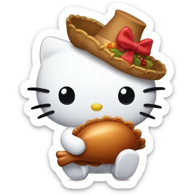 Hello kitty with a thanksgiving turkey sticker