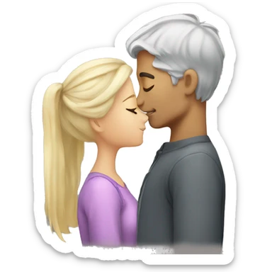 Blonde girl and grey hair boy kissing  sticker