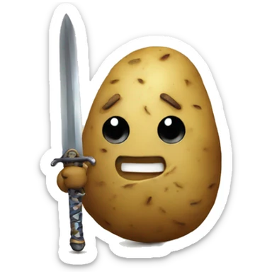 Potato holding sword  sticker