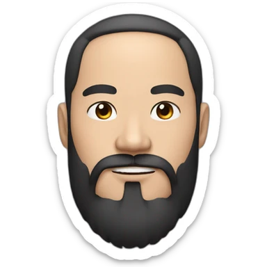 Chinese man with thick beard and short black wavy hair with thick eyebrows sticker