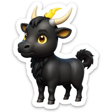 cinematic-[black bull]-realistic-full-body-standing-emoji,-tail-flicking-lazily,-head-tilted-dramatically,-sleek-[black]-fur,-simplified-yet-realistic-focused-features,-highly-detailed,-glowing-with-an-almost-sarcastic-glow sticker