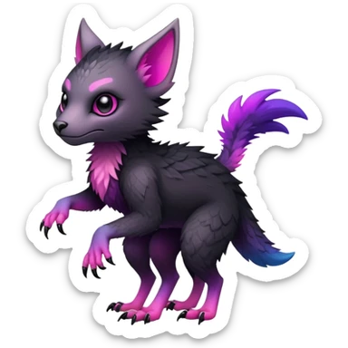 Cool Edgy Black-pink-purple-gradient Trico-animal-creature full body sticker