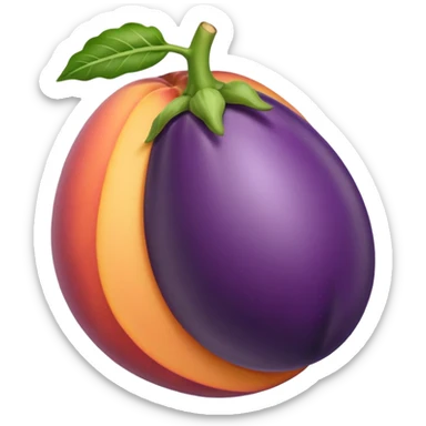 Egg plant sticking inside peach sticker