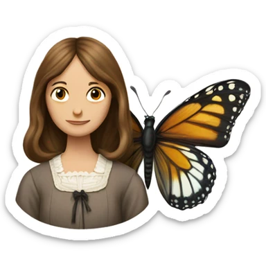 Charlotte Bronte and a butterfly sticker