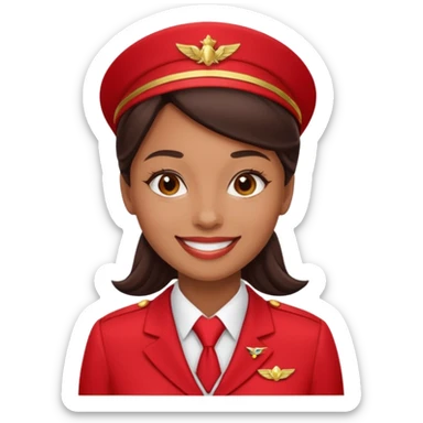 flight attendant in a red uniform, friendly expression sticker