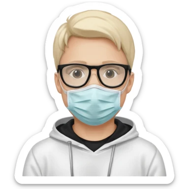 emojis.com man-with-medical-mask-and-white-hoody-and-black-glasses sticker