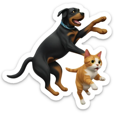 dog chasing cat up tree sticker