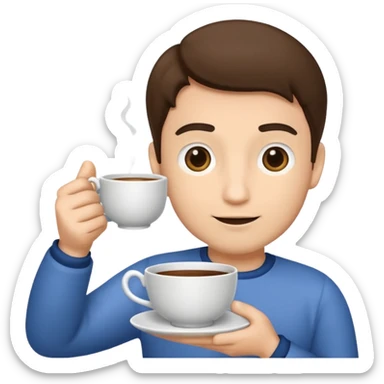 man holding teacup sticker