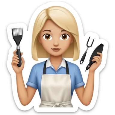 Hairdresser with apron sticker