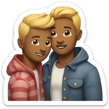 Cute gay couple cuddling sticker