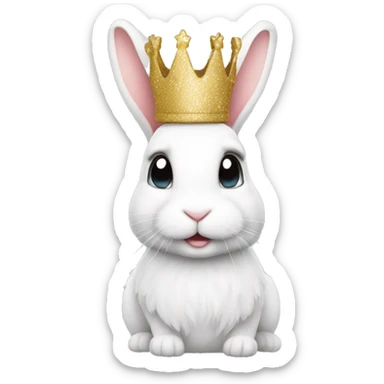 White rabbit with a glitter crown  sticker