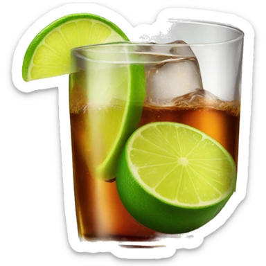 Coke in a whiskey glass with a lime  sticker