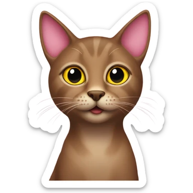 Brown Cat with yellow eyes and pink nose sticker