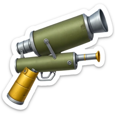 olive-colored two-handled shoulder-mounted rocket launcher sticker