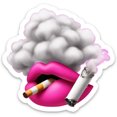 Neon pink lips are blowing smoke, and a cigarette is in her mouth sticker