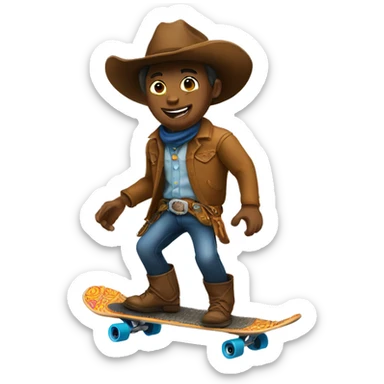 A cowboy riding a skateboard  sticker