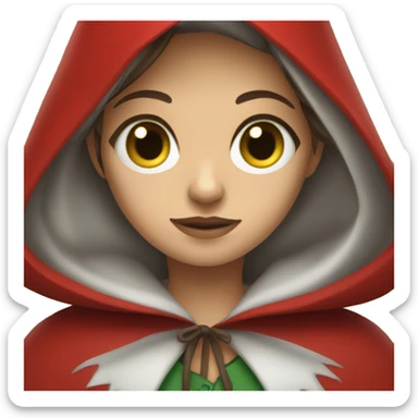 Red riding hood, brown hair, very green eyes sticker