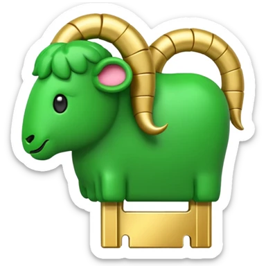 Apple-style 3D emoji of a single green RAM stick, gold connector pins at the bottom, small black memory chips on top, simple and clear design. sticker