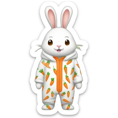 cute rabbit dressed with carrots printed on his pajamas sticker