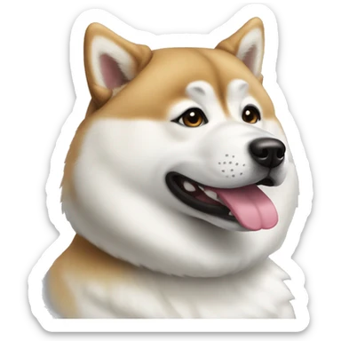 White Akita bring silly sticker