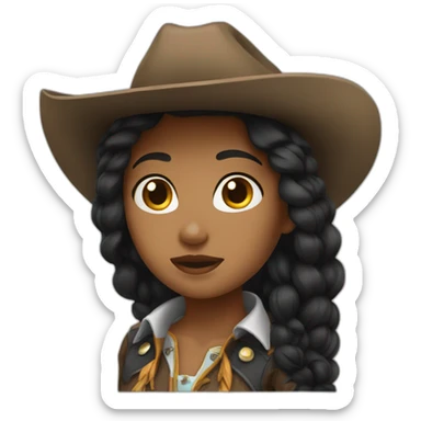 cowgirl black hair sticker