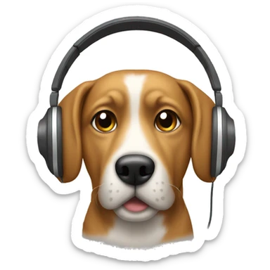 A dog waering headphones  sticker