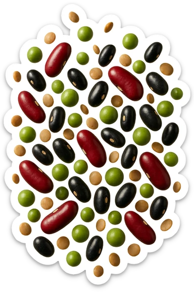  Ceci, lenticchie, fagioli rossi e neri, piselli FLUTTUANO IN ARIA, IPERREALISTICO 4K sticker