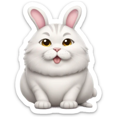 Fat cute cat wearing bunny costume sticker