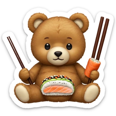 Teddy bear eating sushi  sticker