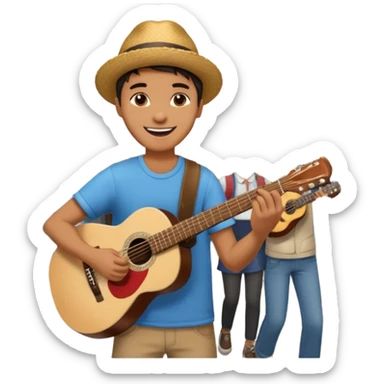 Street Musician + fan photo + crowd, Street Memories. sticker