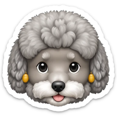 gray miniature poodle face sticker