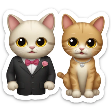 two cats dressed up for a date sticker