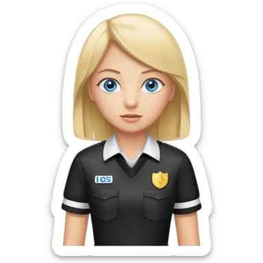 blue eyes blonde girlIN REFEREE UNIFORM STANDING UP  sticker