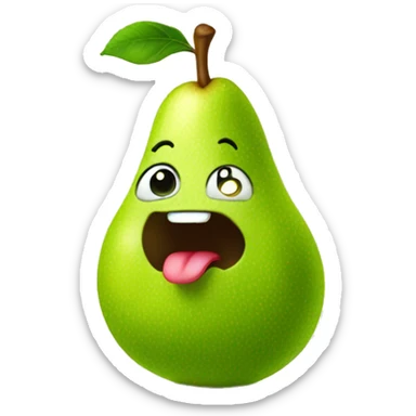 Green Cute pear with tongue sticker