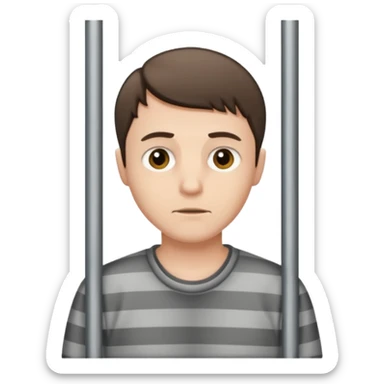 Pale Brunette man with short hair in jail  sticker