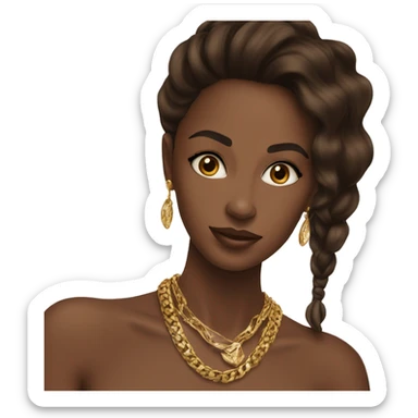 gold jewlery on brunette with brown skin sticker