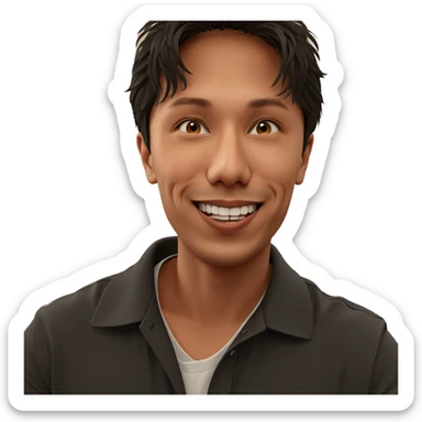 smiling boy indoors with blinds sticker