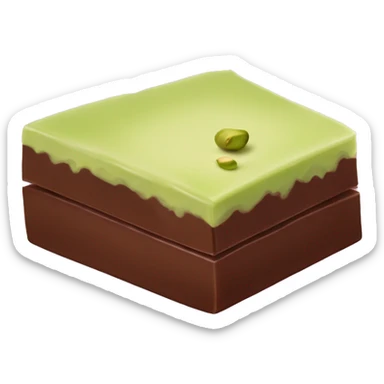 Piece of chocolate with creamy pistachio filling in the centre sticker