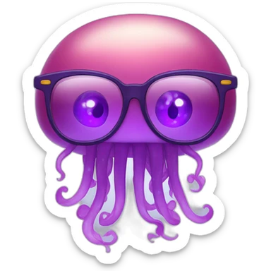 purple jellyfish with glasses sticker