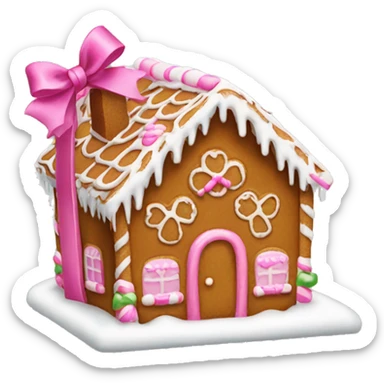 Gingerbread house with a pink bow  sticker