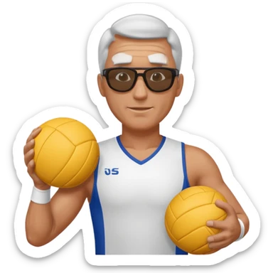 volleyball player, man, Charles Kiraly with volleyball ball sticker
