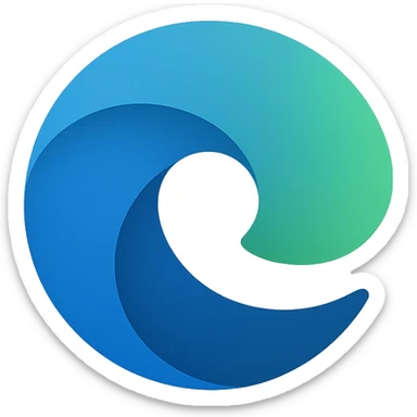 microsoft edge browser icon, flat design, blue and green colors, no text, simple shapes sticker