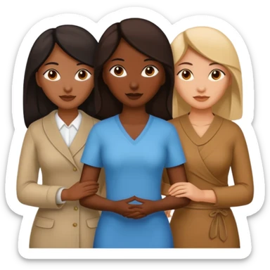 a group of 3 women, one is black, one is asian, one is indian sticker