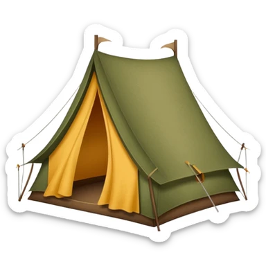 Large camping tent made of felt texture, scrapbooking style, transparent background sticker